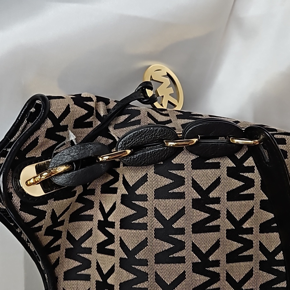 MICHAEL Michael Kors Signature Shoulder Bag Black/Brown NWT - Picture 5 of 14